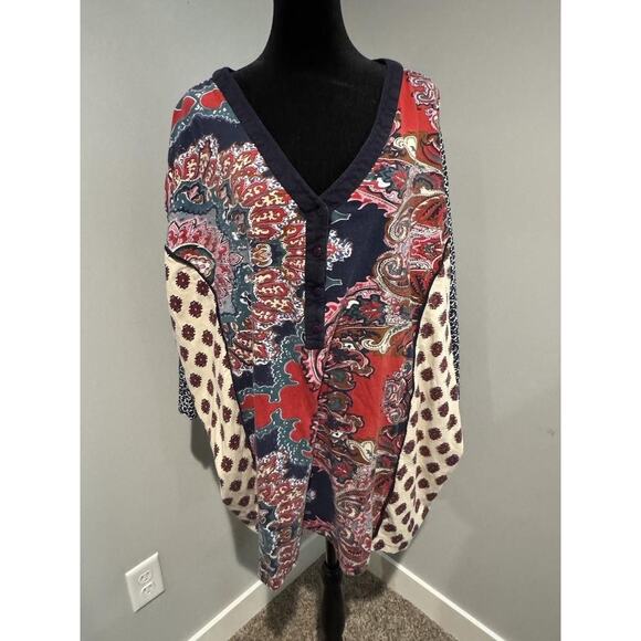 Ulla Popken Tops - Ulla Popken Tunic Blouse Womens 32/34 Multicolor Paisley Boho Long Sleeve Top